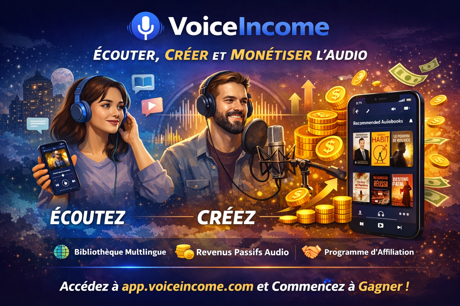 VoiceIncome: The Next-Generation Audiobooks App to Listen, Create, and Monetize Audio
